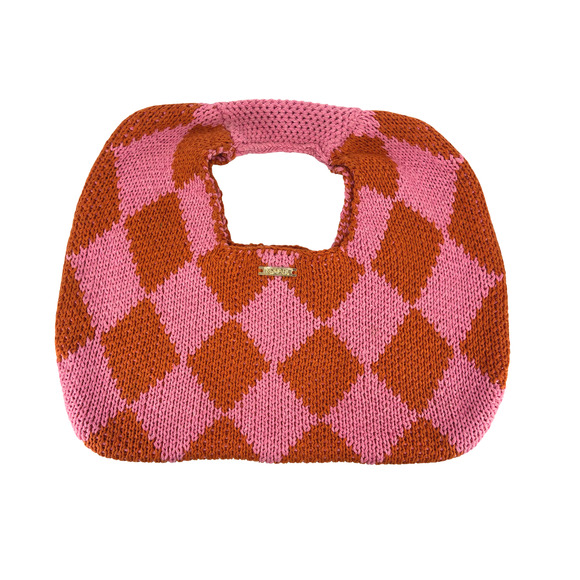 Kopari Handbags - Checkerboard Knit Shoulder Bag - Pink